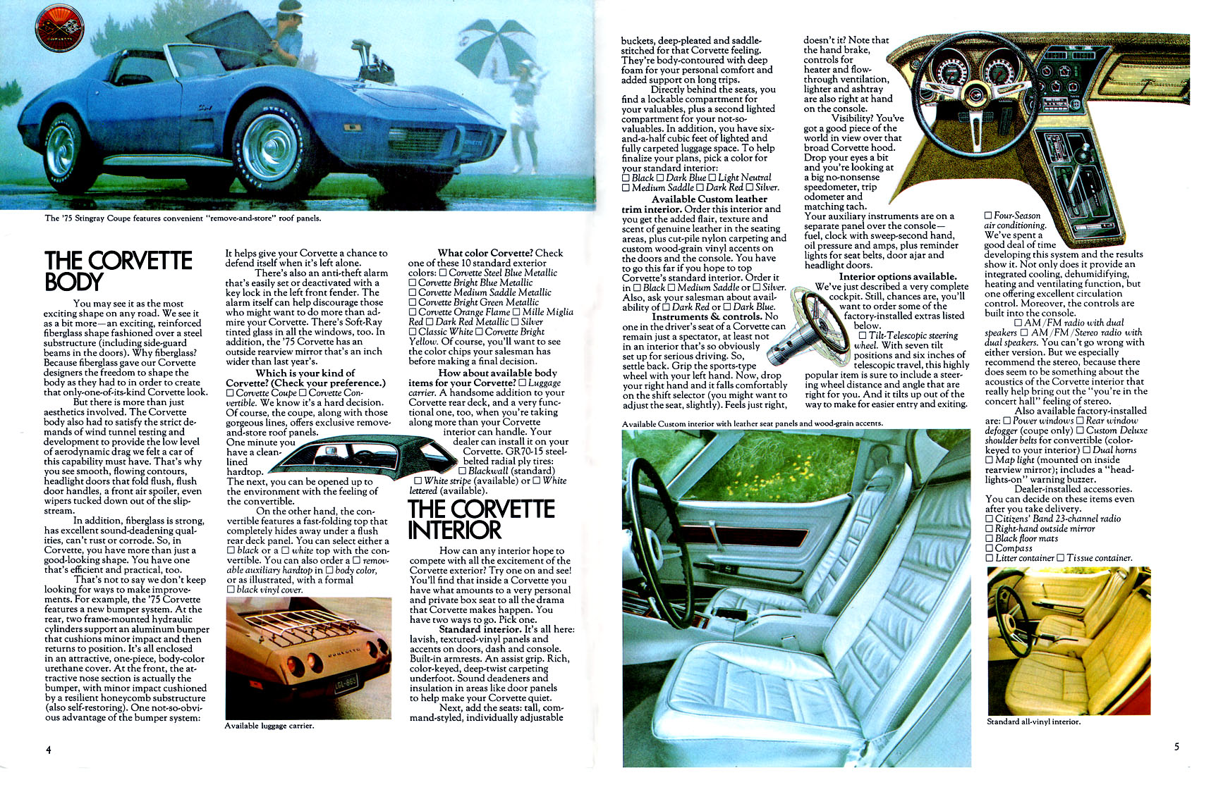 1975 Corvette Brochure Page 1